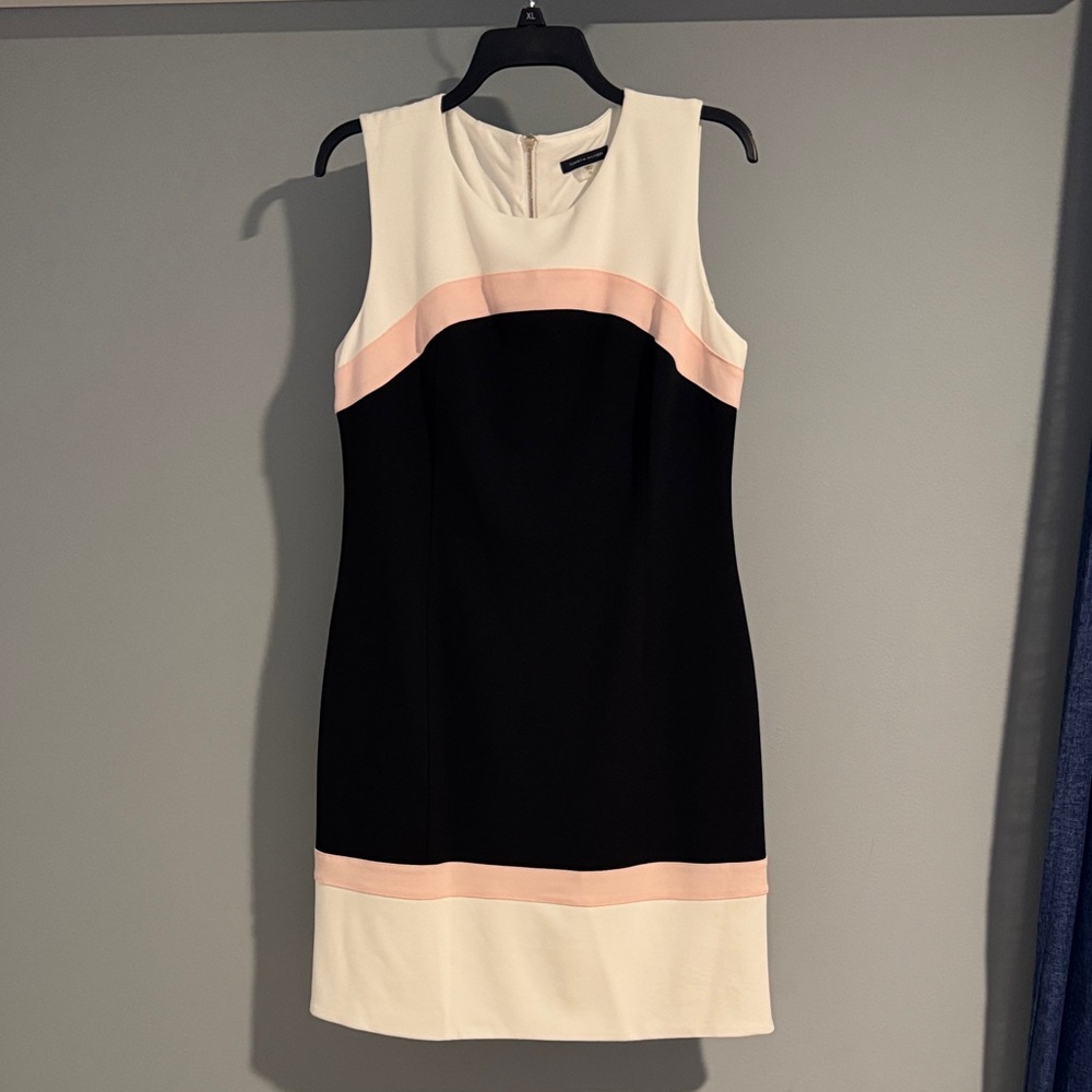 Tommy Hilfiger Black and Cream Mini Dress with Pink Trim size 12